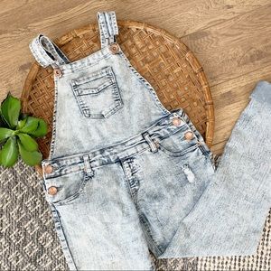 ( Justice ) Girls Premium Denim Acid Wash Overalls